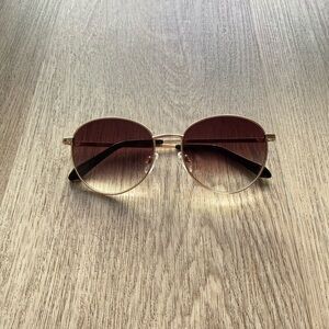 quay australia loop me in gold brown round sunglasses eyewear NEW